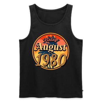 Geschenkidee Für August 1980 - Männer Premium Bio Tank Top - Schwarz - Vorne - Michal (187cm)
