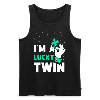 I am a happy twin Ireland Irish - Men's Premium Organic Tank Top - black - Front - Michal (187cm)