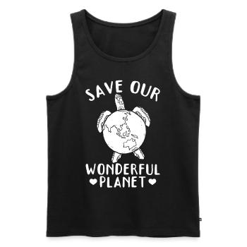 Turtle Lover - Save our wonderful planet - Men's Premium Organic Tank Top - black - Front - Michal (187cm)