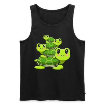 Stacked turtles, cute turtles, - Men's Premium Organic Tank Top - black - Front - AI Model Male 178 light (178cm)