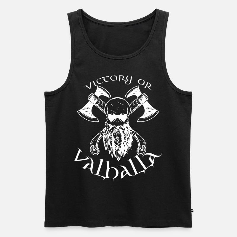 Victory or Valhalla - Männer Premium Bio Tank Top - Schwarz