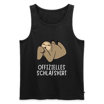 Offizielles Schlafshirt - Nachdenkliches Faultier - Männer Premium Bio Tank Top - Schwarz - Vorne - Michal (187cm)