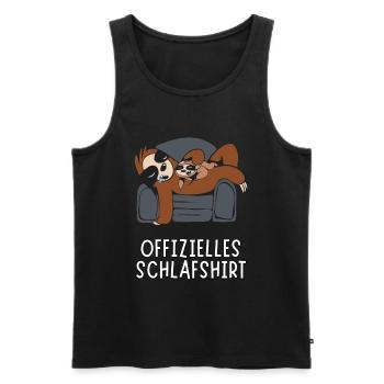 Offizielles Schlafshirt - Faultier Papa mit Kind - Männer Premium Bio Tank Top - Schwarz - Vorne - Michal (187cm)