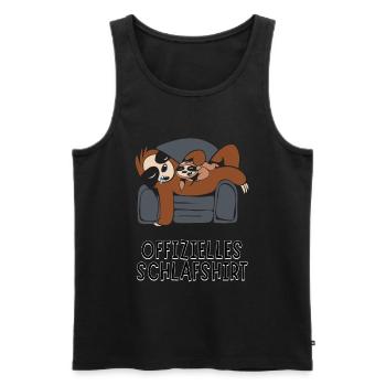 Offizielles Schlafshirt - Faultier Papa mit Kind - Männer Premium Bio Tank Top - Schwarz - Vorne - Michal (187cm)