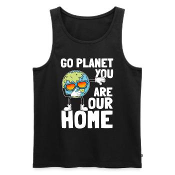 Planet Dabbing Go Planet You are our home - Men's Premium Organic Tank Top - black - Front - Michal (187cm)