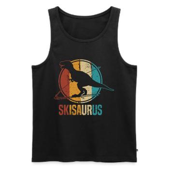 Skisaurus Fun Skiing Dino Ski Dinosaurs - Men's Premium Organic Tank Top - black - Front - AI Model Male 178 light (178cm)