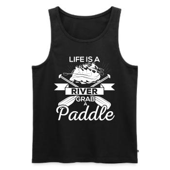 Is A River Grab A Paddle - Men's Premium Organic Tank Top - black - Front - AI Model Male 178 light (178cm)