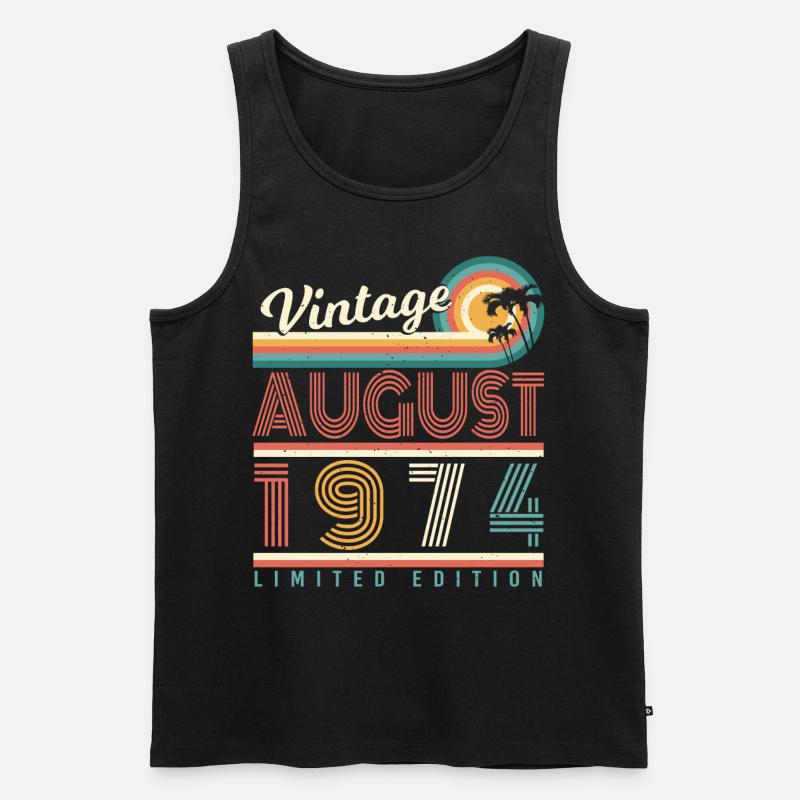 1974 August Limitierte Edition - Männer Premium Bio Tank Top - Schwarz