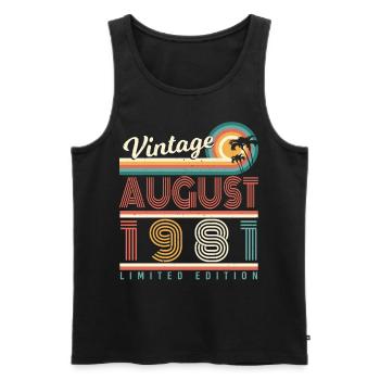 1981 Im August Geschenkidee - Männer Premium Bio Tank Top - Schwarz - Vorne - AI Model Male 178 light (178cm)