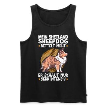 Mein Shetland Sheepdog schaut sehr intensiv - Männer Premium Bio Tank Top - Schwarz - Vorne - AI Model Male 178 light (178cm)