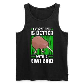 Tout va mieux avec un oiseau kiwi - Débardeur bio Premium Homme - noir - Devant - Michal (187cm)