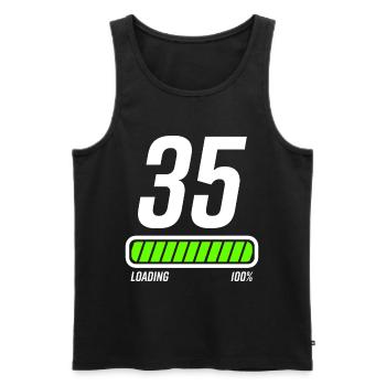 35th anniversary - Men's Premium Organic Tank Top - black - Front - AI Model Male 178 light (178cm)