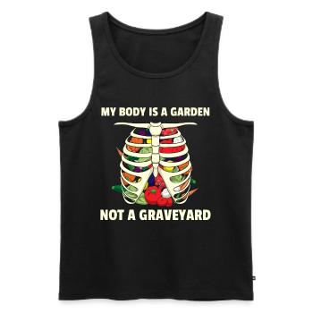 Potager Végétarien Végétalien I Cadeau - Débardeur bio Premium Homme - noir - Devant - Michal (187cm)
