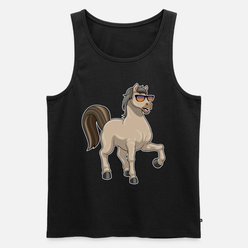 Pferd mit Sonnenbrille - Männer Premium Bio Tank Top - Schwarz