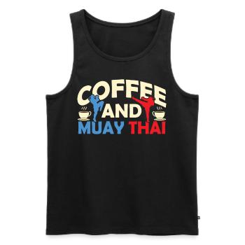 Kaffee Und Muay Thai Kampfsport Kämpfer Kampf - Männer Premium Bio Tank Top - Schwarz - Vorne - Michal (187cm)