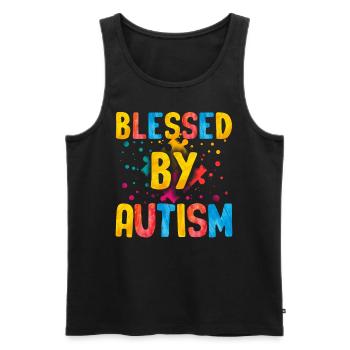 Autistic Tshirt Autimus Gift Asperger Children - Men's Premium Organic Tank Top - black - Front - AI Model Male 178 light (178cm)