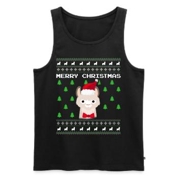 Lama de Noël laid - Débardeur bio Premium Homme - noir - Devant - AI Model Male 178 light (178cm)