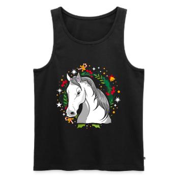 Moche Cheval de Noël Cheval Tricot Noël Christ Enfant - Débardeur bio Premium Homme - noir - Devant - Michal (187cm)