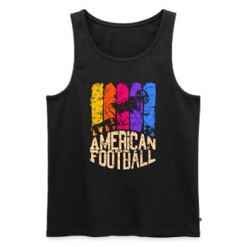Centre de couleur de football américain - Débardeur bio Premium Homme - noir - Devant - AI Model Male 178 light (178cm)