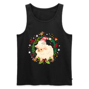 Ugly Christmas Schaf Muster Strick Xmas Christkind - Männer Premium Bio Tank Top - Schwarz - Vorne - Michal (187cm)