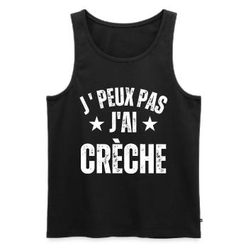 je peux pas j'ai crèche cadeau citation humour - Débardeur bio Premium Homme - noir - Devant - AI Model Male 178 light (178cm)