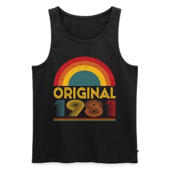Vintage Original 1981 Cadeau 41ème Anniversaire - Débardeur bio Premium Homme - noir - Devant - Michal (187cm)
