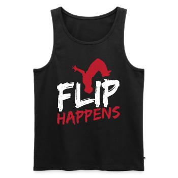 Flip Happens Freerunning Parkour - Men's Premium Organic Tank Top - black - Front - AI Model Male 178 light (178cm)