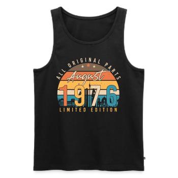 Retro 1976 August - Männer Premium Bio Tank Top - Schwarz - Vorne - AI Model Male 178 light (178cm)