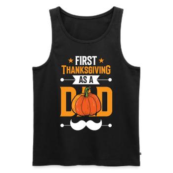 First Thanksgiving As Father Papa Sayings Daddy - Men's Premium Organic Tank Top - black - Front - AI Model Male 178 light (178cm)