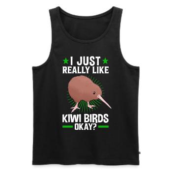J’aime juste le bouquet de bécassine d’oiseau kiwi - Débardeur bio Premium Homme - noir - Devant - Michal (187cm)