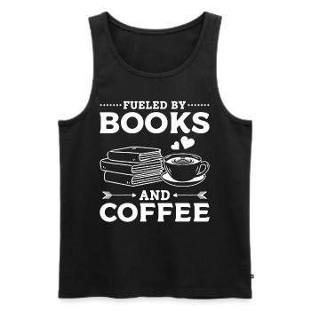 Fueled By Books And Coffee Book Reading Book Lover - Männer Premium Bio Tank Top - Schwarz - Vorne - AI Model Male 178 light (178cm)