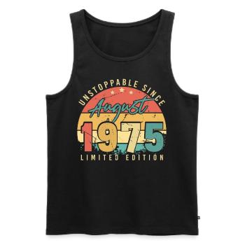 1975 August Retro - Männer Premium Bio Tank Top - Schwarz - Vorne - Michal (187cm)