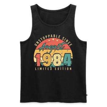 Gift idea for August 1984 - Men's Premium Organic Tank Top - black - Front - Michal (187cm)