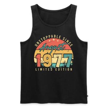 1977 August Retro - Männer Premium Bio Tank Top - Schwarz - Vorne - Michal (187cm)