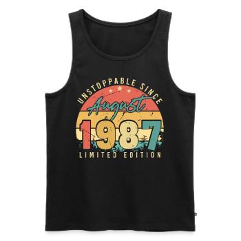Year of birth 1987 in August - Men's Premium Organic Tank Top - black - Front - Michal (187cm)