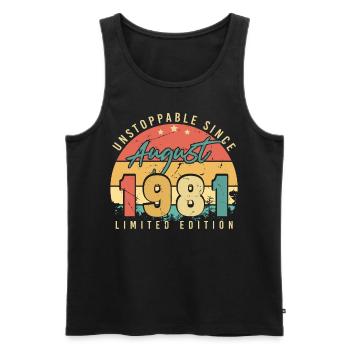 1981 Im August Vintage - Männer Premium Bio Tank Top - Schwarz - Vorne - AI Model Male 178 light (178cm)