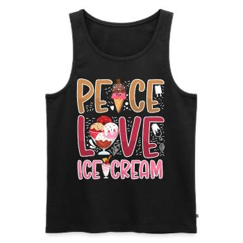 Cône de crème glacée Peace Love Ice - Débardeur bio Premium Homme - noir - Devant - Michal (187cm)