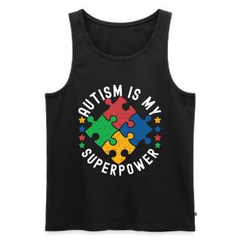 Autistic Autism Autistic - Men's Premium Organic Tank Top - black - Front - AI Model Male 178 light (178cm)