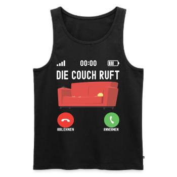 Faulheit Faulenzer Langschäfer Couch - Männer Premium Bio Tank Top - Schwarz - Vorne - Michal (187cm)