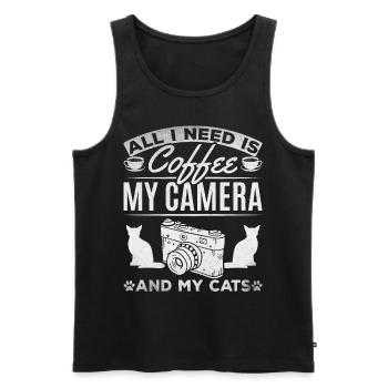 All I need is coffee, my camera and - Men's Premium Organic Tank Top - black - Front - AI Model Male 178 light (178cm)