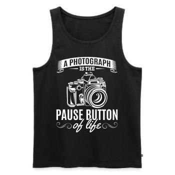 Photo is the pause button of life - Funnier - Men's Premium Organic Tank Top - black - Front - Michal (187cm)