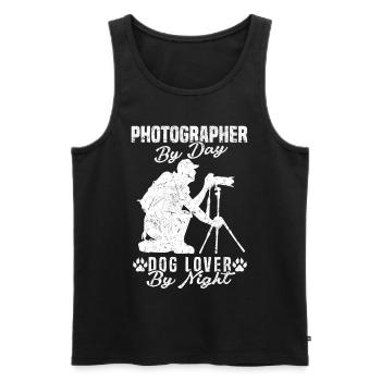 Photographe de Day Dog Lover By Night Dog Lover - Débardeur bio Premium Homme - noir - Devant - Michal (187cm)