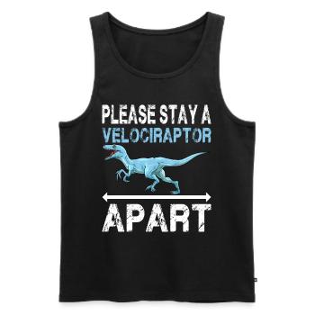 Bitte einen Velociraptor Abstand halten - Männer Premium Bio Tank Top - Schwarz - Vorne - AI Model Male 178 light (178cm)