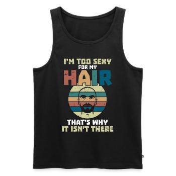 Sexy For My Hair Bald Head Humor - Men's Premium Organic Tank Top - black - Front - Michal (187cm)