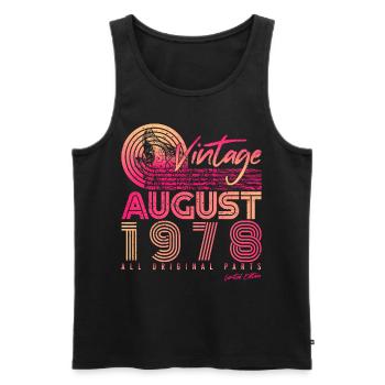 Retro 1978 in August - Men's Premium Organic Tank Top - black - Front - AI Model Male 178 light (178cm)