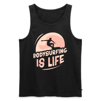 Bodysurfing is life Hobby Bodysurfer Bodysurfing - Men's Premium Organic Tank Top - black - Front - Michal (187cm)