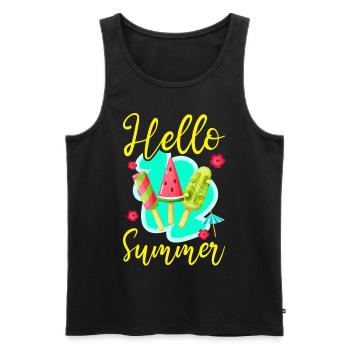 Ice Cream Popsicle Hello Summer - Men's Premium Organic Tank Top - black - Front - Michal (187cm)