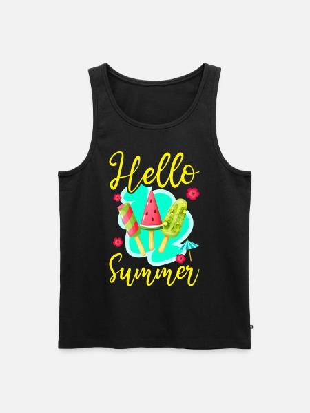 Ice Cream Popsicle Hello Summer - Men's Premium Organic Tank Top - black