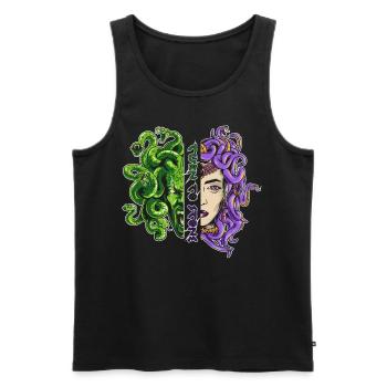 Wenden Sie sich an Steinmedusa Kopf Gorgo Schlange - Männer Premium Bio Tank Top - Schwarz - Vorne - AI Model Male 178 light (178cm)