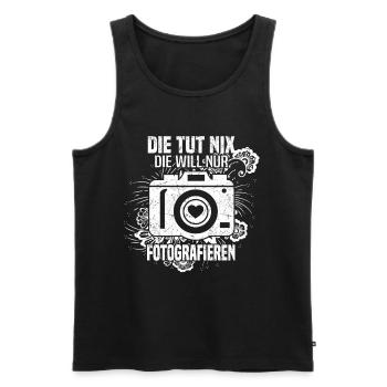 Fotografie Die tut nix die will nur fotografieren - Männer Premium Bio Tank Top - Schwarz - Vorne - Michal (187cm)